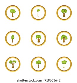 Spring forest icons set. Cartoon style set of 9 spring forest vector icons for web design