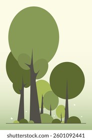 Spring Forest landscape with green foliage. Summer trees park. Abstract rural country environment