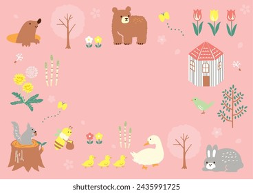 Spring forest pattern vector illustration.ト