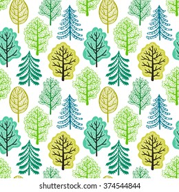 Spring forest seamless pattern