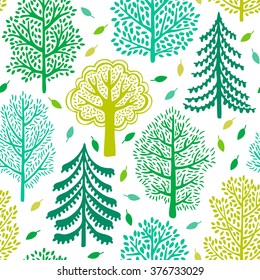 Spring forest seamless pattern