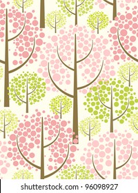 Spring forest. Seamless pattern in green.