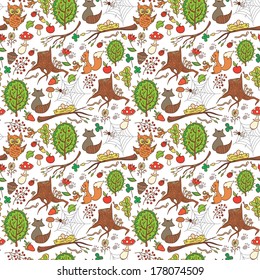 Spring forest vector background.