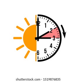 spring forward 1 hour, vector icon with sun