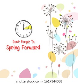 Spring Forward Banner. Daylight Saving Time Reminder - Spring Time Change.