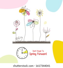 Spring Forward Banner. Daylight Saving Time Reminder - Spring Time Change.