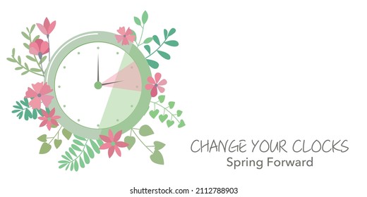 Spring forward concept illustration. Daylight save the time background. Spring forward decorative graphic for banner, background and design. Vector illustration.