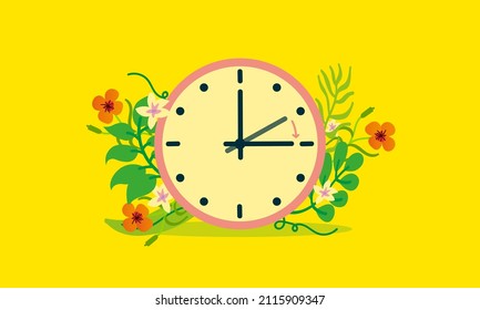 Spring Forward Fall Back Illustration With Clock