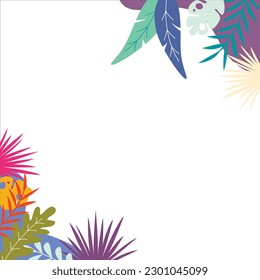 Spring frame background with colorfull leaves ilustration