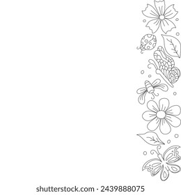 Spring frame with butterflies. butterflies background. drawn spring illustration
