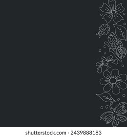 Spring frame with butterflies. butterflies background. drawn spring illustration