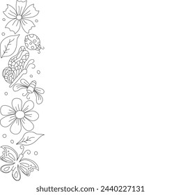 Spring frame with butterflies. butterflies background. drawn spring illustration