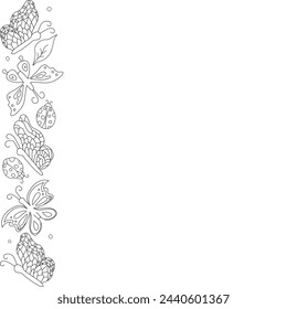 Marco de primavera con mariposas. fondo de mariposas. ilustración de primavera dibujada