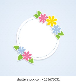 The spring frame with colorful flowers.  Vector illustration.
