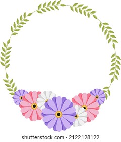 spring frame of flowers on a white background. empty frame . Greeting card. Floral template 