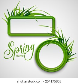 Spring Frame With Grass. Vector Illustration