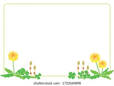 Spring frame illustration / Dandelion and Tsukushi