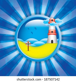 Spring frame with lighthouse and lifebuoy