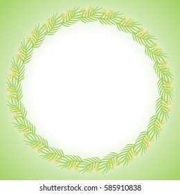 Spring frame made up of green leaves