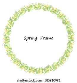 Spring frame made up of green leaves