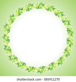 Spring frame made up of green leaves