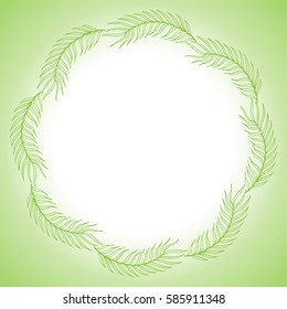 Spring frame made up of green leaves