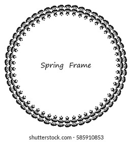 Spring frame made up of grey leaves