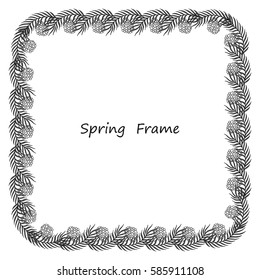Spring frame made up of grey leaves