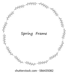Spring frame made up of grey leaves