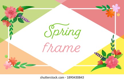 Spring frame material (background material with vector illustrations of flowers and leaves)