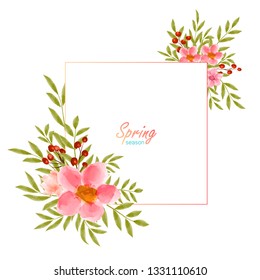spring frame watercolor flowers vector