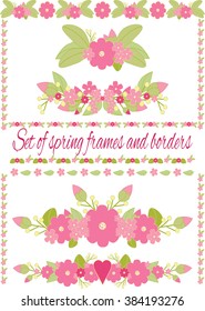 Spring frames and borders, vector isolated illustration with forget-me-not flowers