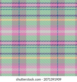 Spring fresh seamless plaid vector pattern. Gingham bright color checker background. Woven tweed all over print. 