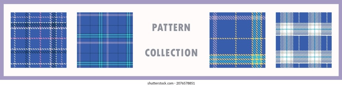 Spring fresh seamless plaid vector pattern collection. Gingham bright color checker background. Woven tweed all over print. 