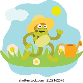 Spring frog. Sun, grass, flowers and the beginning of a new season. Time to start new things.