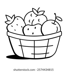 Spring fruits icon in doodle style 

