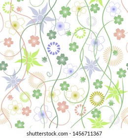 Spring Garden. Abstract flowers - seamless pattern vector. Wallpaper design.