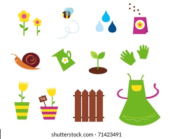 Spring, garden & agriculture symbols and elements. Vector