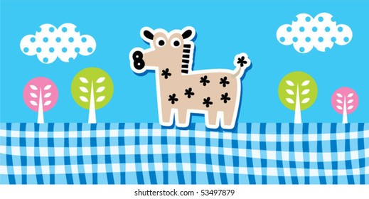 spring garden bookmark of horse