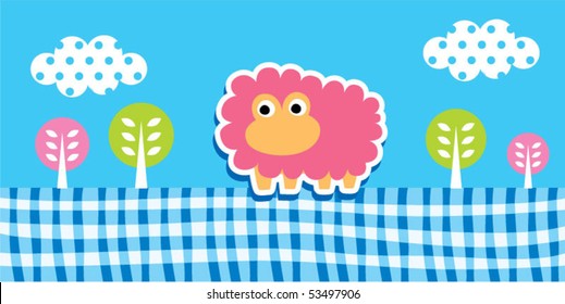 spring garden bookmark of sheep