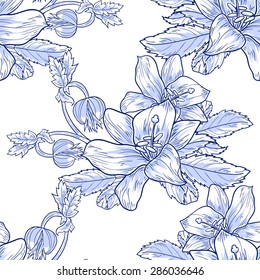 Spring garden collection. Beautiful wallpaper seamless vintage flower pattern. Easy to edit. Using mask.