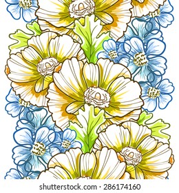 Spring garden collection. Beautiful wallpaper seamless vintage flower pattern. Easy to edit. Using mask. 