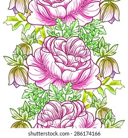 Spring garden collection. Beautiful wallpaper seamless vintage flower pattern. Easy to edit. Using mask. 