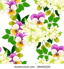 Spring garden collection. Beautiful wallpaper seamless vintage flower pattern. Easy to edit. Using mask. 