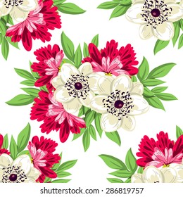 Spring garden collection. Beautiful wallpaper seamless vintage flower pattern. Easy to edit. Using mask. 