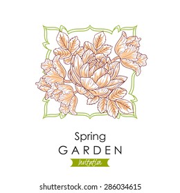 Spring garden collection. Vintage invitation card of beautiful flowers. Easy to edit. Perfect for invitations or announcements.