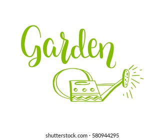 Spring garden template for design banner,ticket, leaflet, card, poster and so on. Handwritten inscription. Modern lettering
