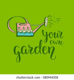Spring garden template for design banner,ticket, leaflet, card, poster and so on. Handwritten inscription. Modern lettering