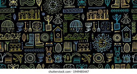 Spring and Gardening Background. Seamless Pattern for your design
