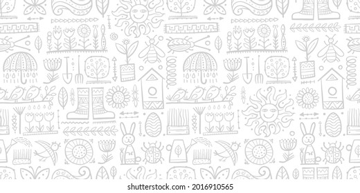 Spring and Gardening Background. Seamless Pattern for your design